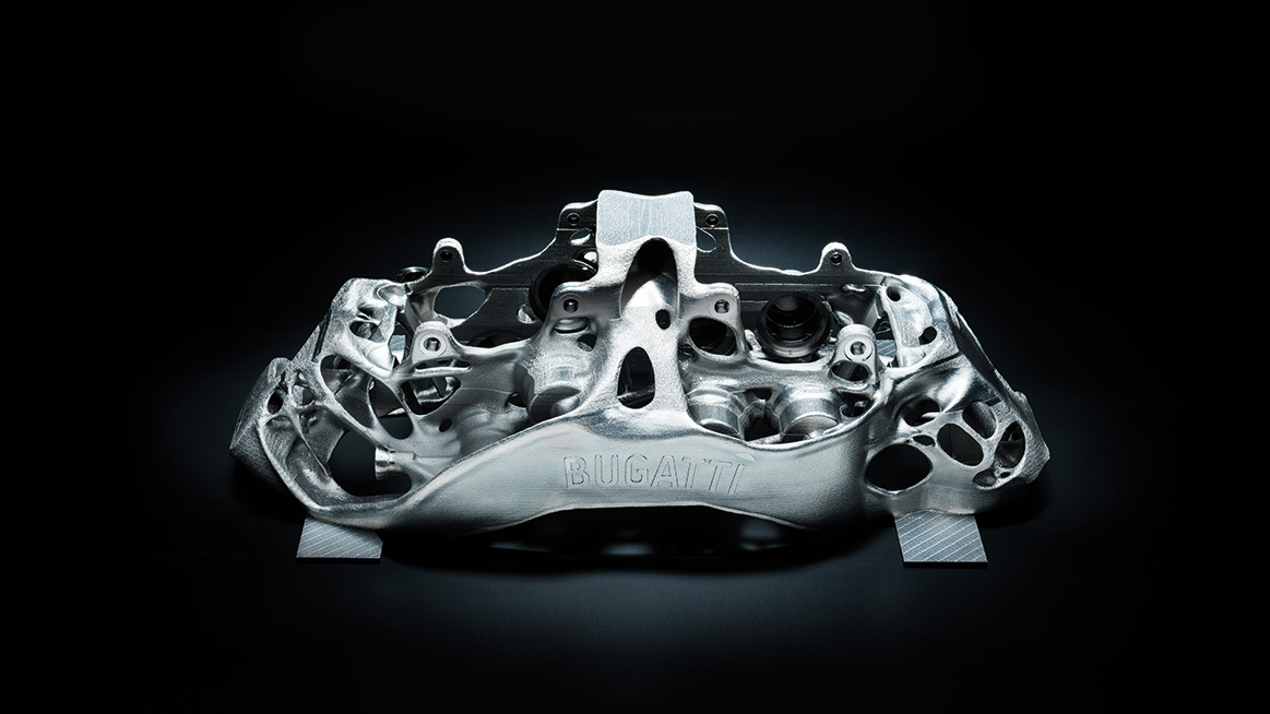 Bugatti diseñó una nueva pinza de freno de titanio hecha en una impresora 3D